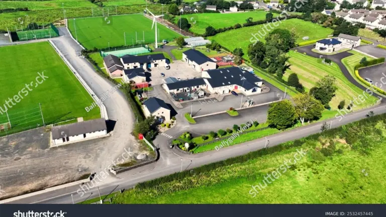 Stock photo aerial view of loughgiel community association millennium centre loughgiel in co antrim northern 2532457445